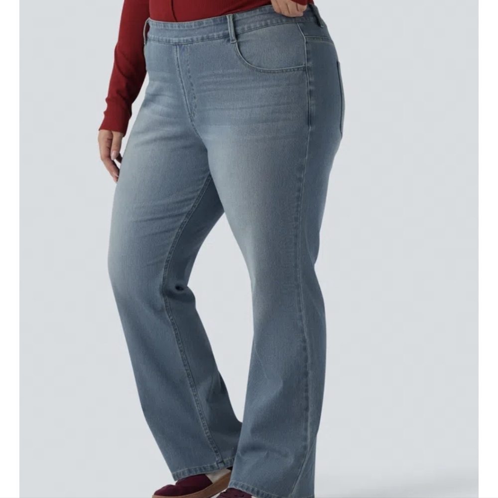 Plus Size Halara Flex High Waisted Washed Casual Bootcut Jeans Size 24W